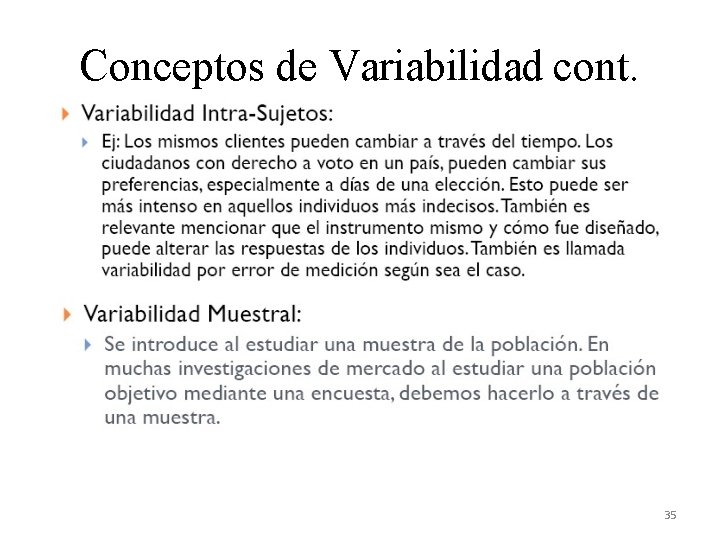 Conceptos de Variabilidad cont. 35 