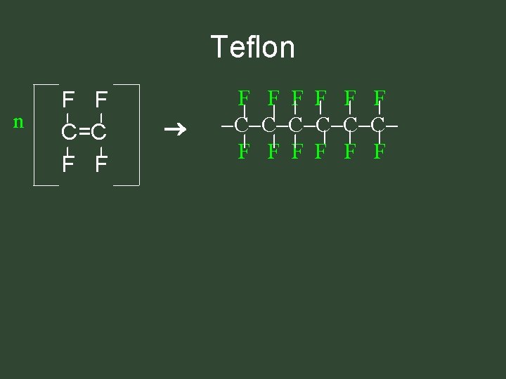 Teflon n F F C=C F F F F C C C F F Teflon n F F C=C F F F F C C C F F