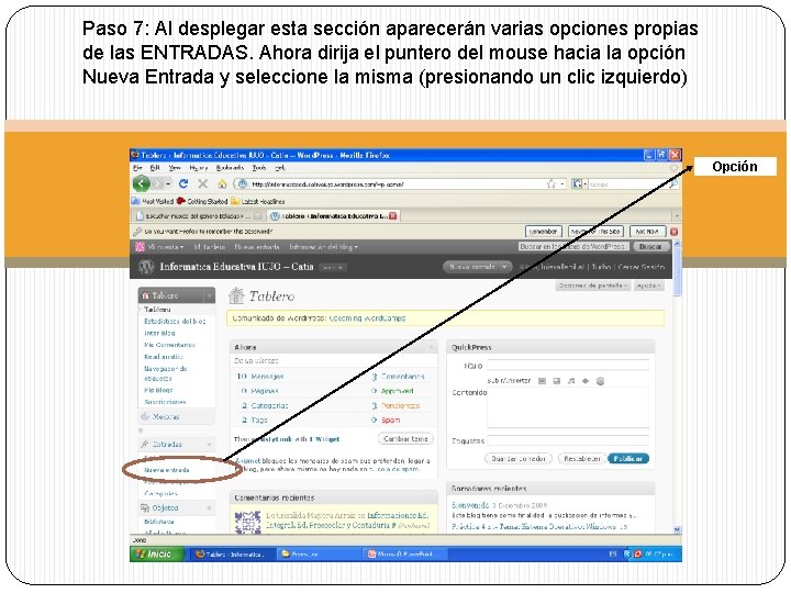 Paso 7: Al desplegar esta sección aparecerán varias opciones propias de las ENTRADAS. Ahora