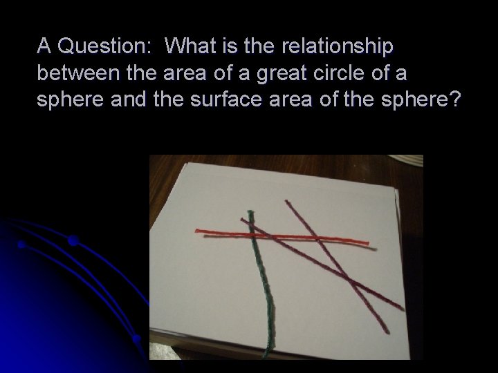 A Question: What is the relationship between the area of a great circle of