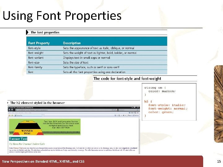 Using Font Properties New Perspectives on Blended HTML, XHTML, and CSS XP 15 
