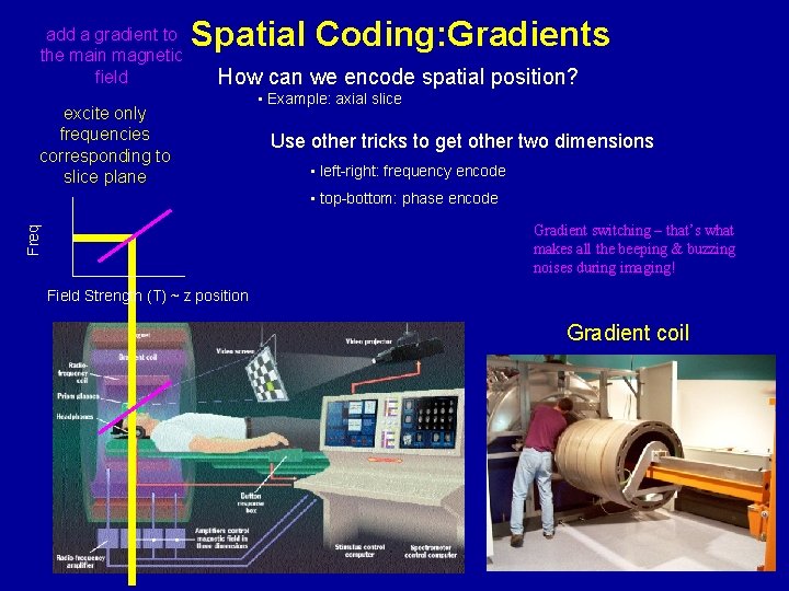 add a gradient to the main magnetic field Spatial Coding: Gradients How can we