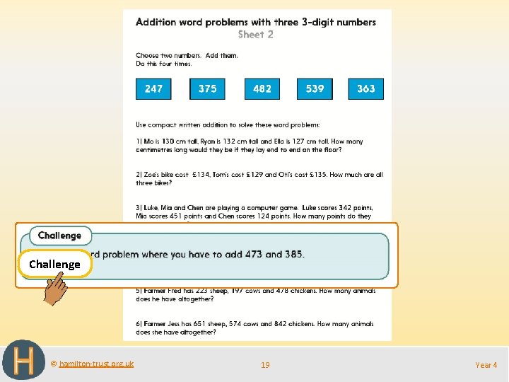 Challenge © hamilton-trust. org. uk 19 Year 4 