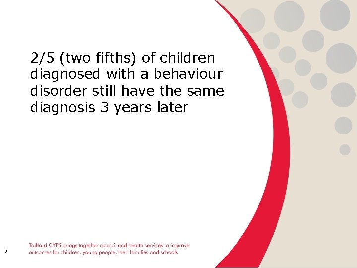2/5 (two fifths) of children diagnosed with a behaviour disorder still have the same