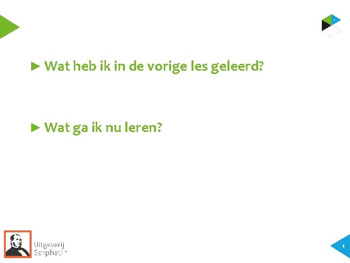 ► Wat heb ik in de vorige les geleerd? ► Wat ga ik nu