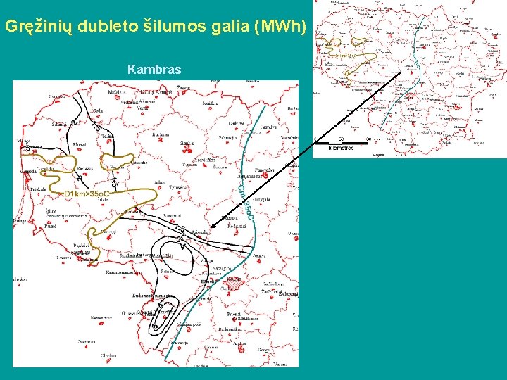 Gręžinių dubleto šilumos galia (MWh) Kambras 