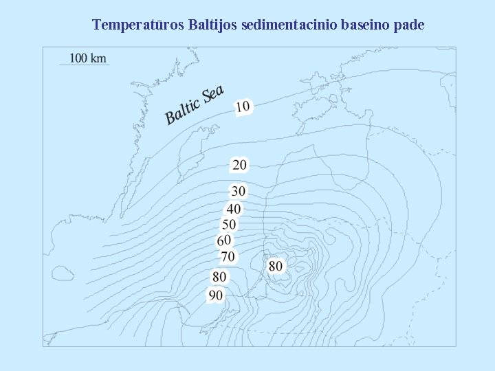 Temperatūros Baltijos sedimentacinio baseino pade 