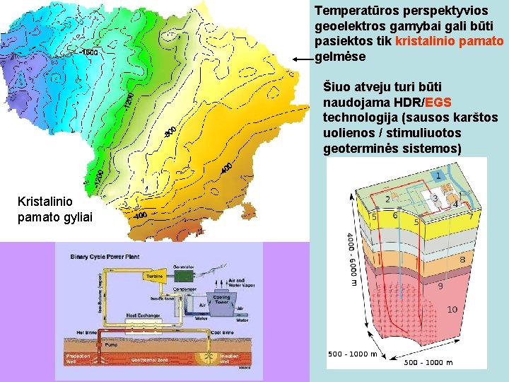 Temperatūros perspektyvios geoelektros gamybai gali būti pasiektos tik kristalinio pamato gelmėse Šiuo atveju turi