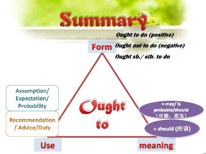 Summary Form Ought to Use meaning 