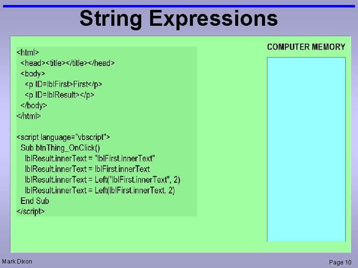 String Expressions Mark Dixon Page 10 