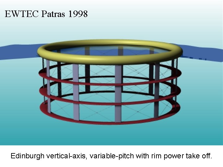 EWTEC Patras 1998 Edinburgh vertical-axis, variable-pitch with rim power take off. 