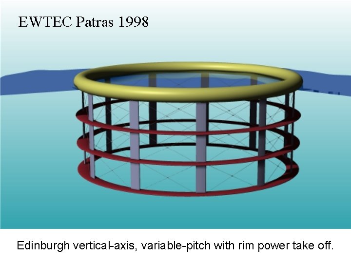 EWTEC Patras 1998 Edinburgh vertical-axis, variable-pitch with rim power take off. 