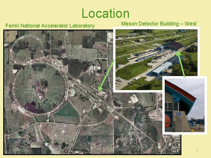 Location Fermi National Accelerator Laboratory TIPP 2011 Meson Detector Building – West http: //www-ppd.