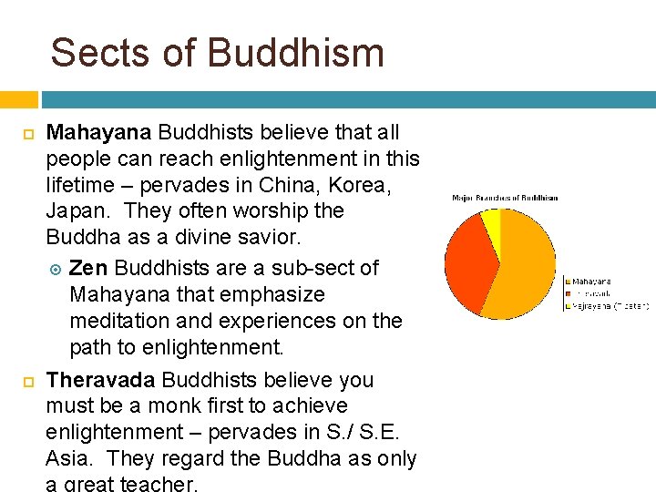 Sects of Buddhism Mahayana Buddhists believe that all people can reach enlightenment in this