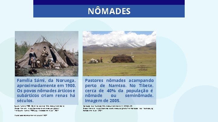 NÔMADES Família Sámi, da Noruega, aproximadamente em 1900. Os povos nômades árticos e subárticos