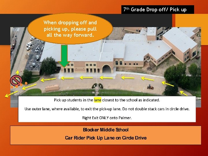 7 th Grade Drop off/ Pick up When dropping off and picking up, please