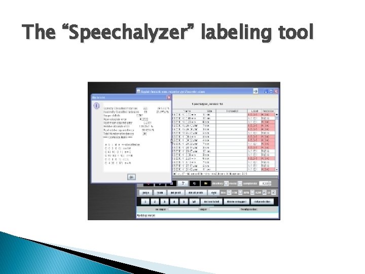 The “Speechalyzer” labeling tool 