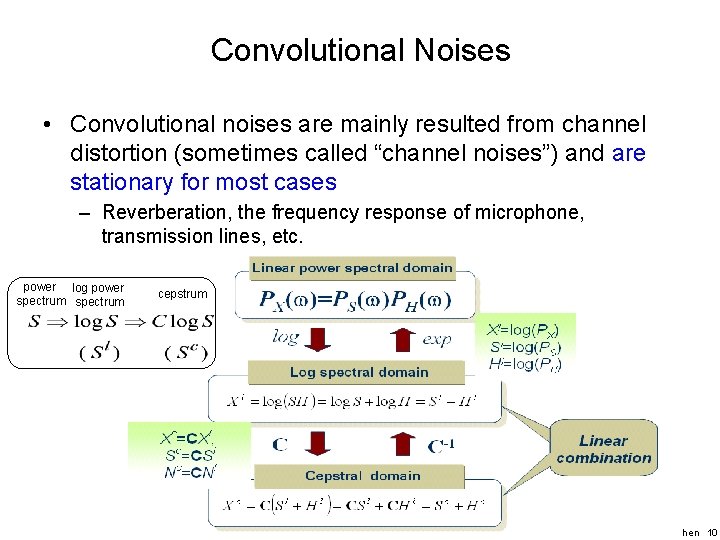 Convolutional Noises • Convolutional noises are mainly resulted from channel distortion (sometimes called “channel