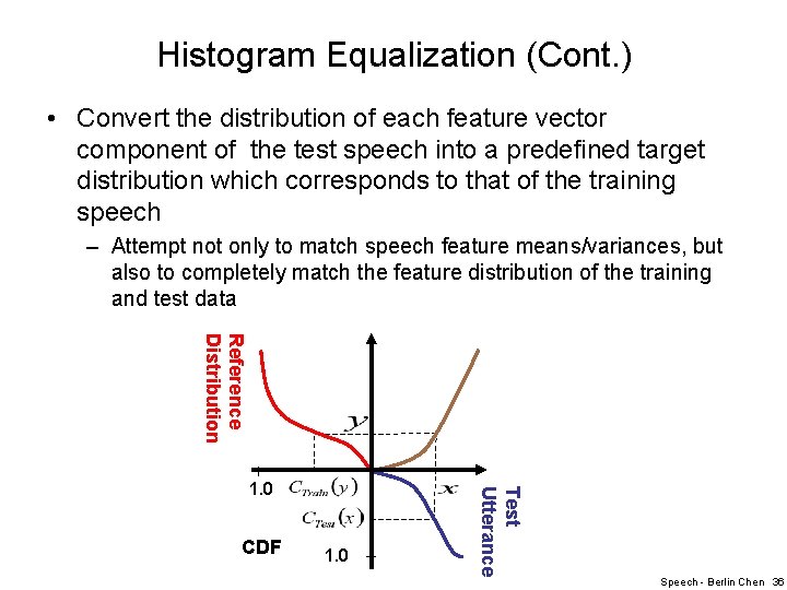 Histogram Equalization (Cont. ) • Convert the distribution of each feature vector component of