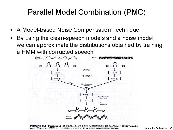 Parallel Model Combination (PMC) • A Model-based Noise Compensation Technique • By using the