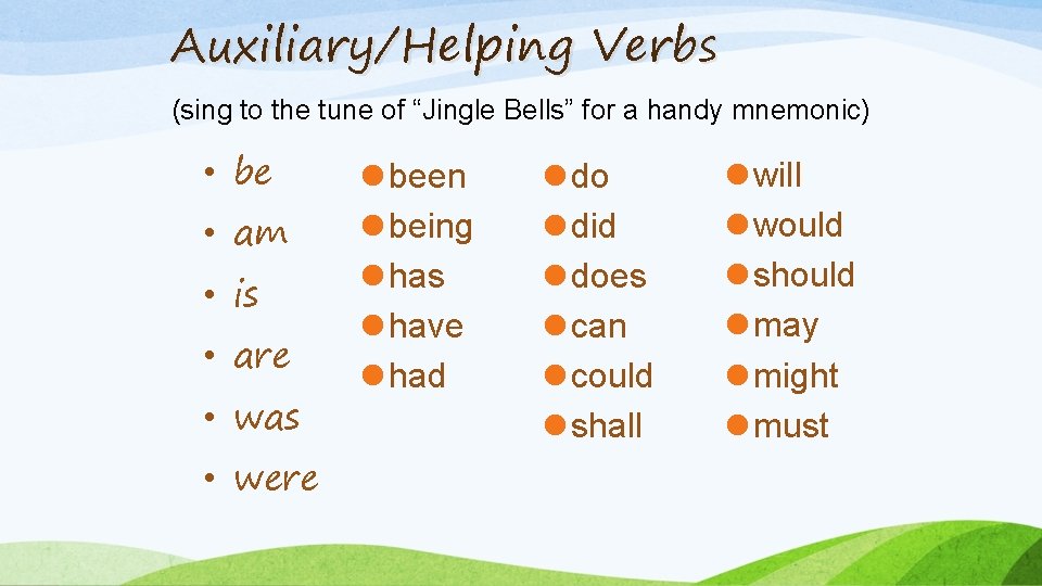 Day 9 Helping Verbs Flyswatter and Close Reading