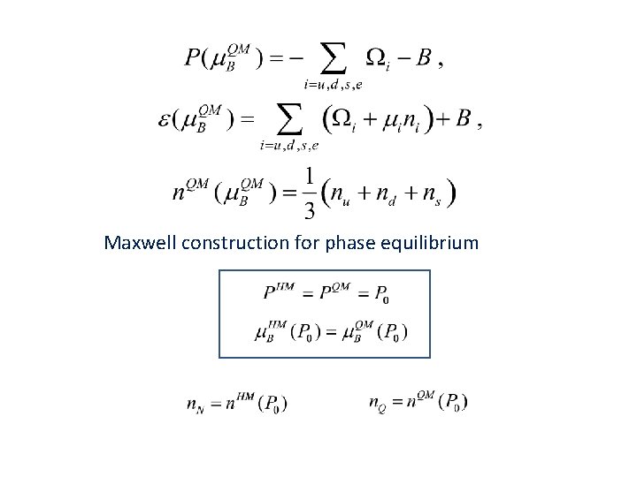 Maxwell construction for phase equilibrium 