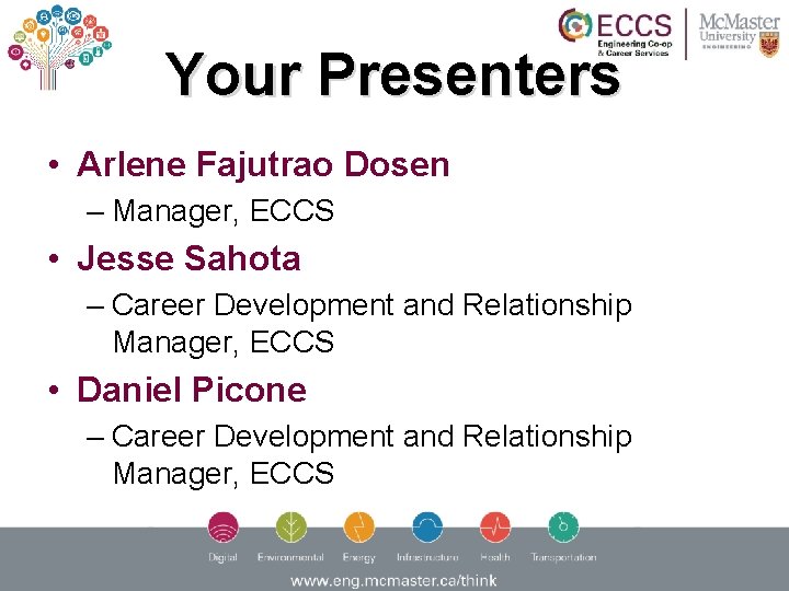 Your Presenters • Arlene Fajutrao Dosen – Manager, ECCS • Jesse Sahota – Career