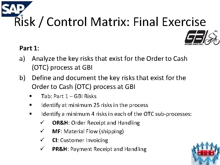 Risk / Control Matrix: Final Exercise Part 1: a) Analyze the key risks that