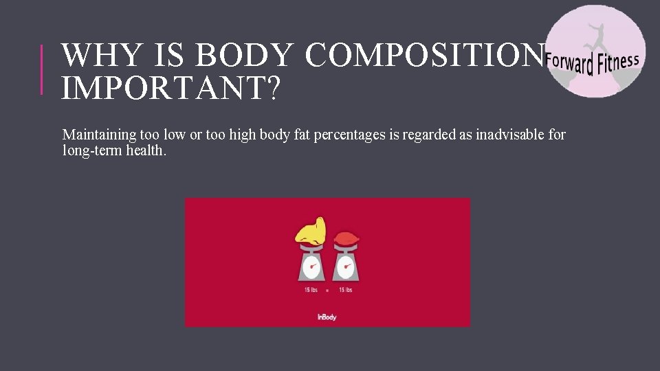 WHY IS BODY COMPOSITION IMPORTANT? Maintaining too low or too high body fat percentages