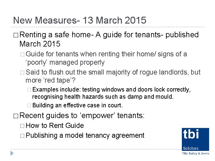 New Measures- 13 March 2015 � Renting a safe home- A guide for tenants-