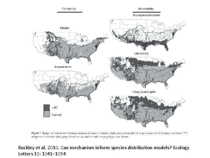Buckley et al. 2010. Can mechanism inform species distribution models? Ecology Letters 13: 1041–