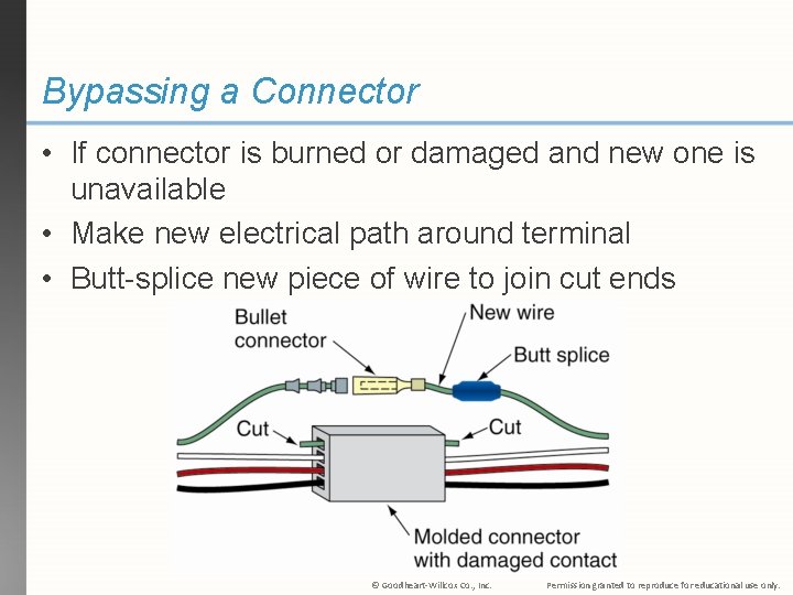 Bypassing a Connector • If connector is burned or damaged and new one is