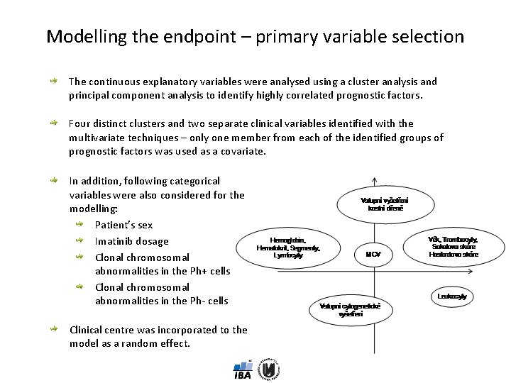 Modelling the endpoint – primary variable selection The continuous explanatory variables were analysed using