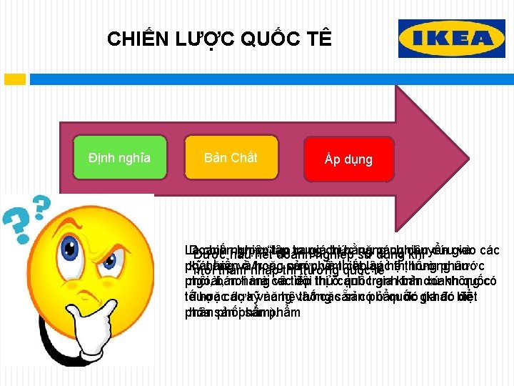 CHIẾN LƯỢC QUỐC TÊ Định nghĩa Bản Chất Áp dụng Là Doanh chiếnhầu nghiệp