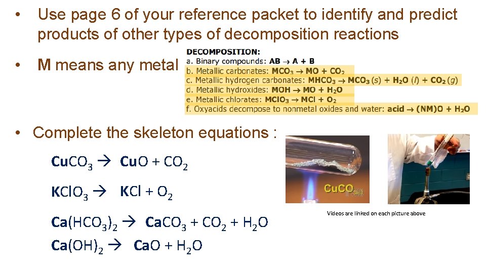  • Use page 6 of your reference packet to identify and predict products