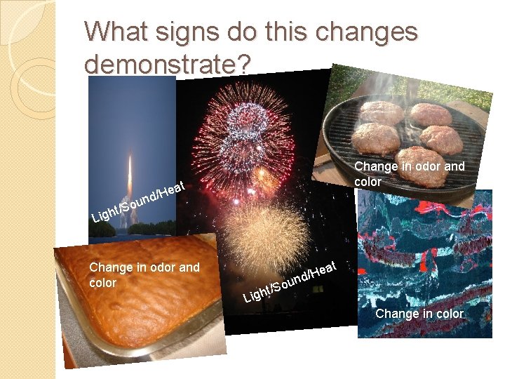 What signs do this changes demonstrate? Change in odor and color at e H