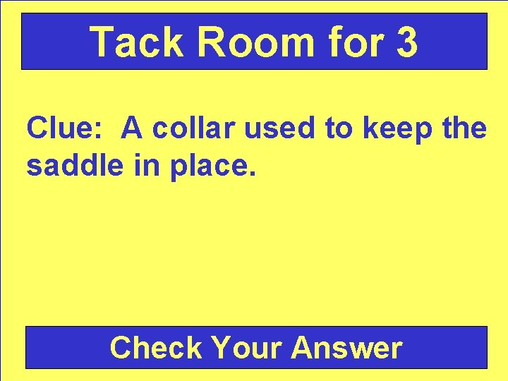 Tack Room for 3 Clue: A collar used to keep the saddle in place.