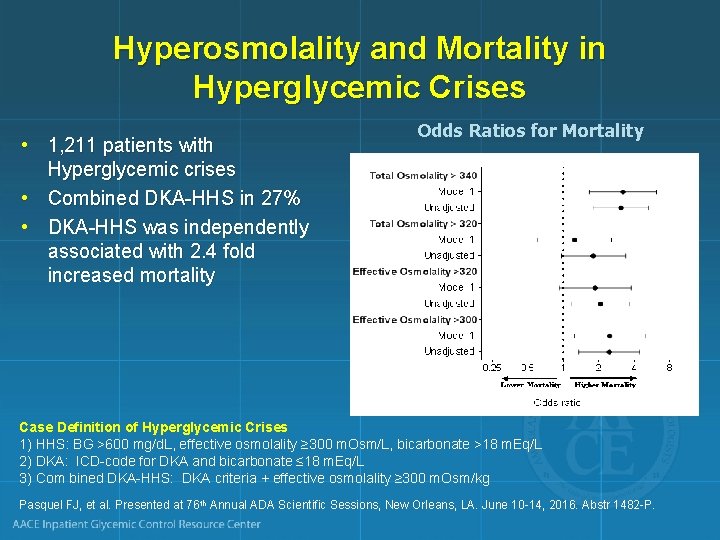 Hyperosmolality and Mortality in Hyperglycemic Crises • 1, 211 patients with Hyperglycemic crises •