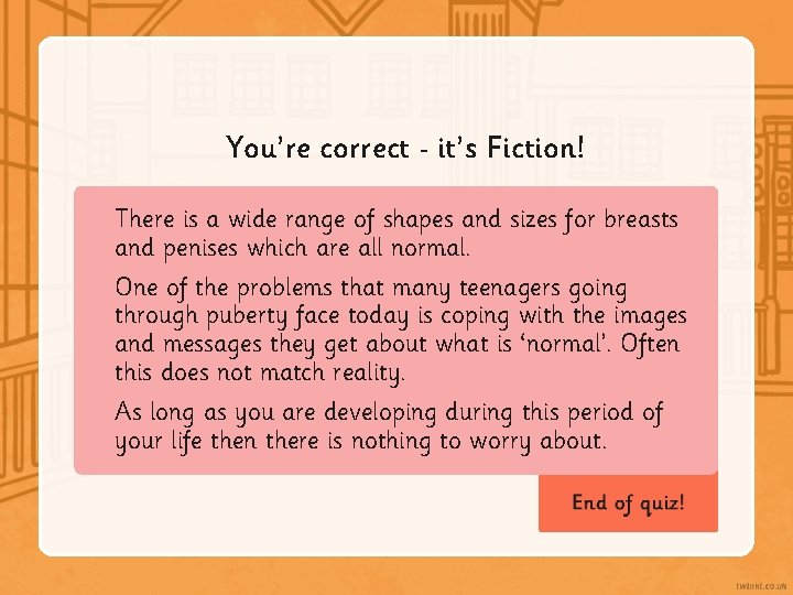 You’re correct it’s Fiction! There is a wide range of shapes and sizes for
