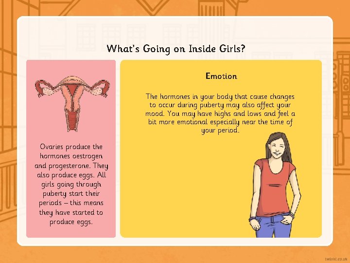 What’s Going on Inside Girls? Emotion The hormones in your body that cause changes