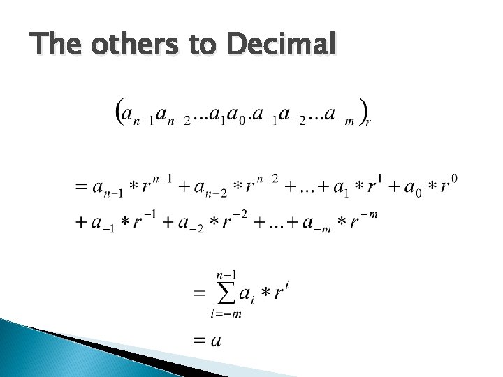 The others to Decimal 