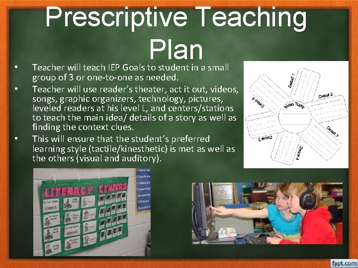  • • • Prescriptive Teaching Plan Teacher will teach IEP Goals to student