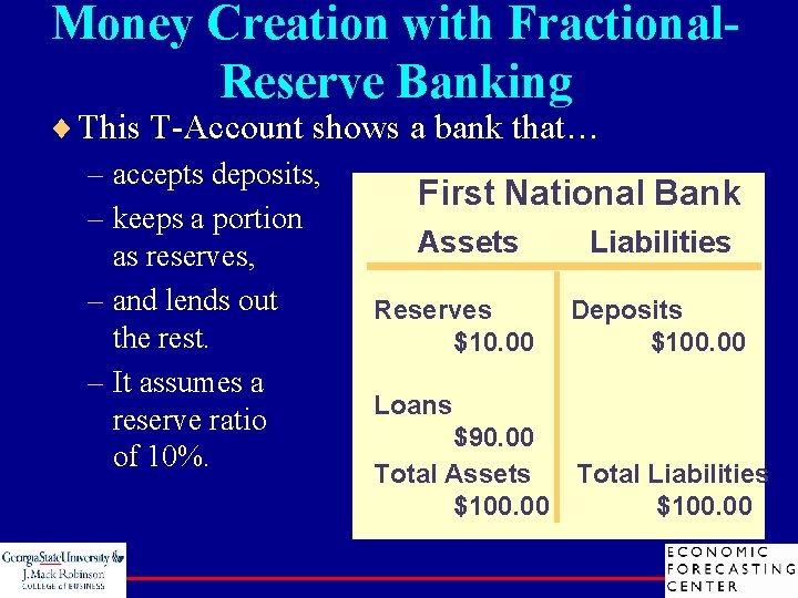 Money Creation with Fractional. Reserve Banking ¨ This T-Account shows a bank that… –