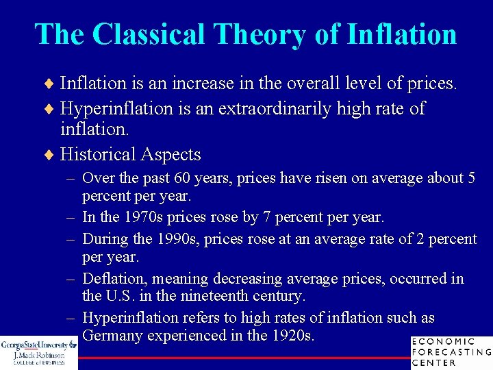 The Classical Theory of Inflation ¨ Inflation is an increase in the overall level