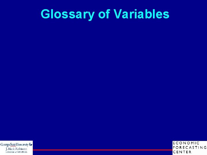 Glossary of Variables 