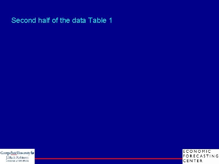 Second half of the data Table 1 