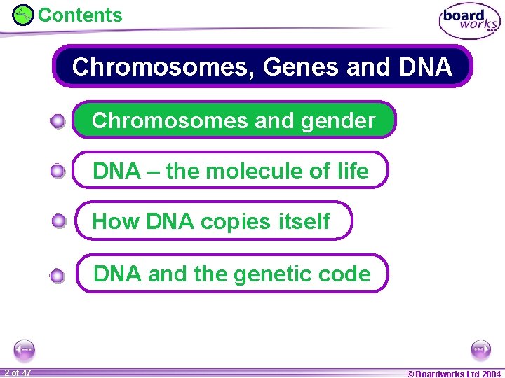 Contents Chromosomes, Genes and DNA Chromosomes and gender DNA – the molecule of life