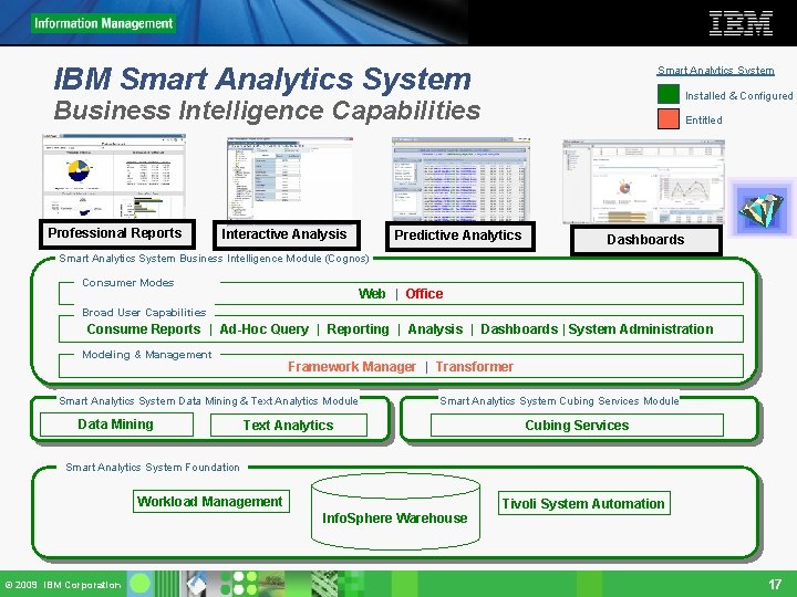 IBM Smart Analytics System Installed & Configured Business Intelligence Capabilities Professional Reports Interactive Analysis