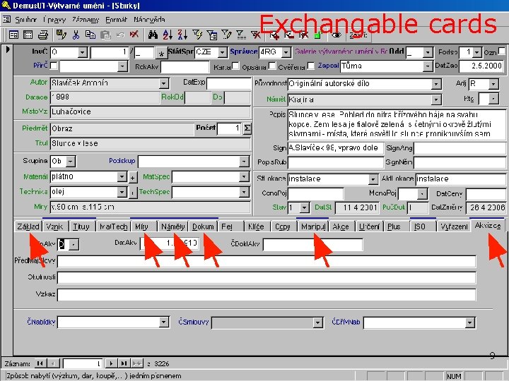 Exchangable cards • Demus 01 (MS Access 97) 9 