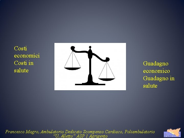 Costi economici Costi in salute Guadagno economico Guadagno in salute Francesco Magro, Ambulatorio Dedicato